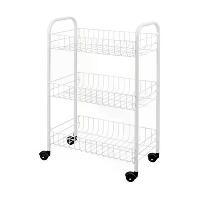Metaltex Siena 340633 – Scaffaletto a 3 Piani con Ruote, Bianco, 41 x 23 x 63 cm