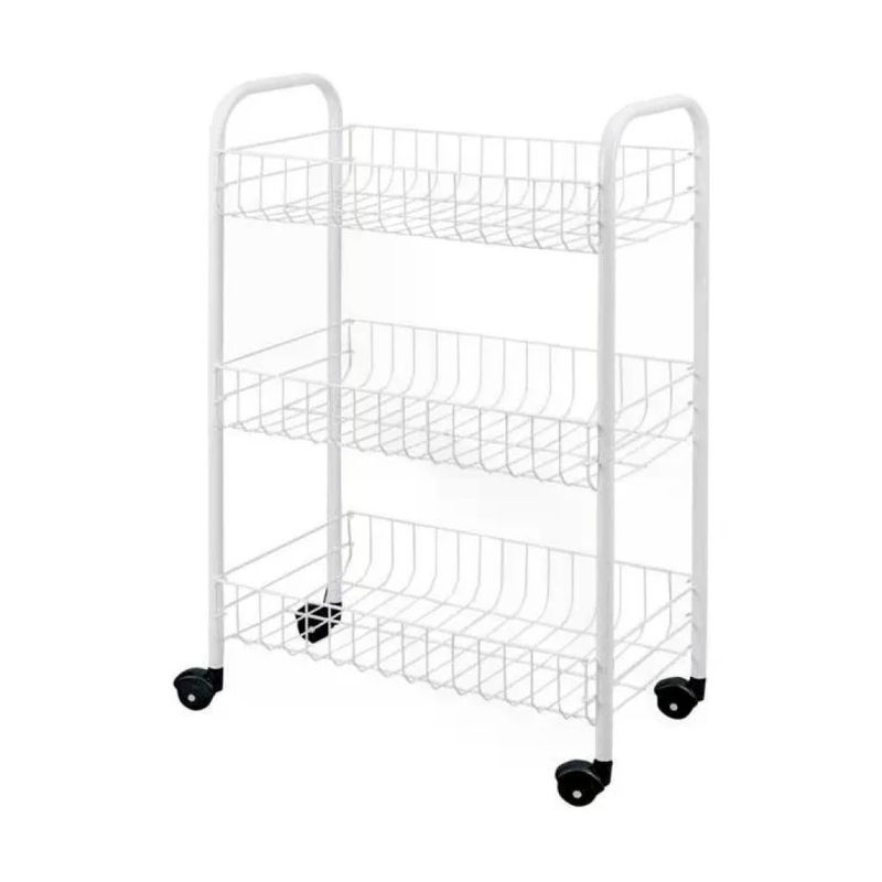 Metaltex Siena 340633 – Scaffaletto a 3 Piani con Ruote, Bianco, 41 x 23 x 63 cm