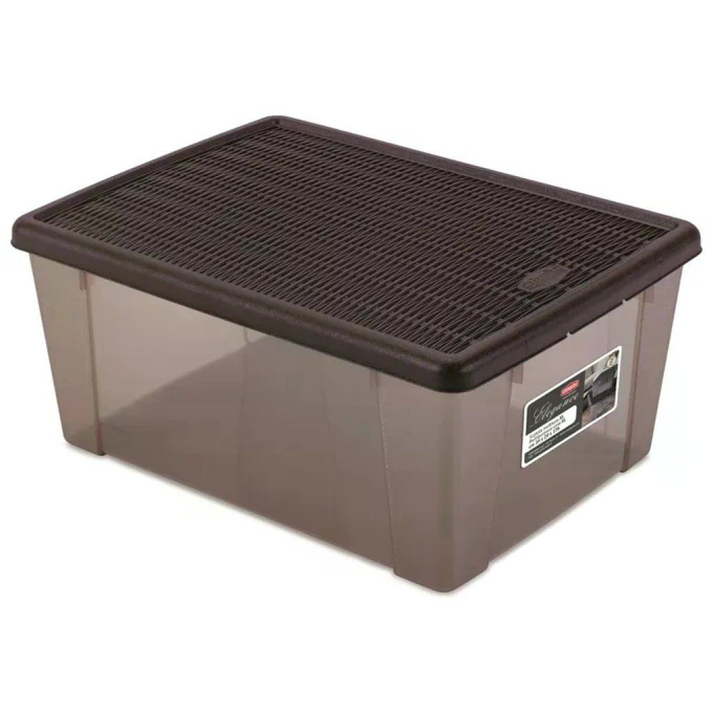 Stefanplast Elegance Scatola Multiuso 15 L con Coperchio, Moka, 39 × 29 × 17 cm