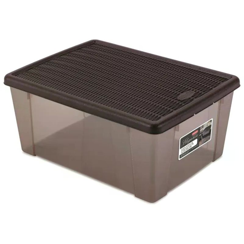 Stefanplast Elegance Scatola Multiuso 15 L con Coperchio, Moka, 39 × 29 × 17 cm