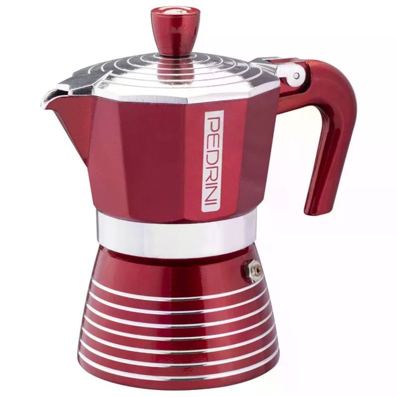 Pedrini Infinity 02CF116 – Caffettiera Moka Rossa, 6 Tazze
