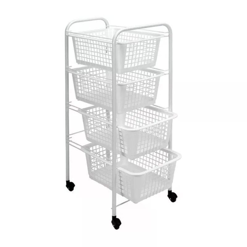 Metaltex Miami – Carrello da cucina bianco con 4 cesti