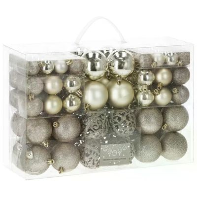 Decoris Set 100 Palline di Natale Oro Chiaro, Finiture Miste Decoris Set 100 Palline di Natale Oro Chiaro, Finiture Miste