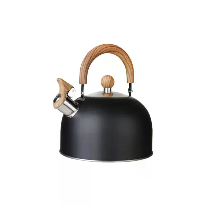 Kaufgut 013762 Bollitore Nero 2,5 L con Manico Effetto Legno