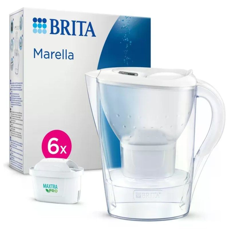 BRITA Marella Caraffa Filtrante 2,4 L con 6 Filtri MAXTRA PRO