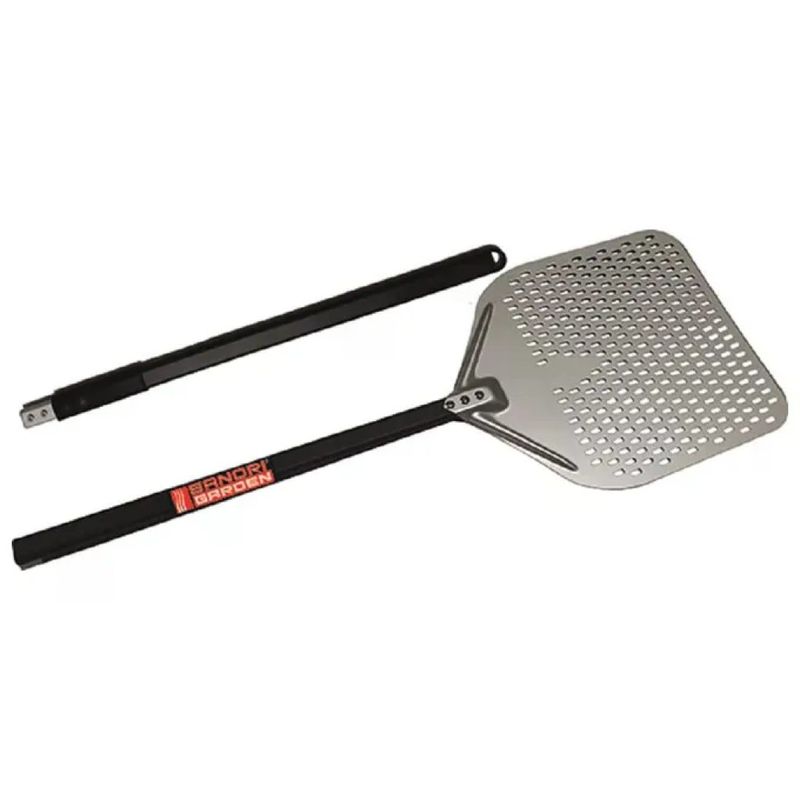 Sandrigarden pala forata da forno per pizza e pane, 35 × 37 cm con manico lungo