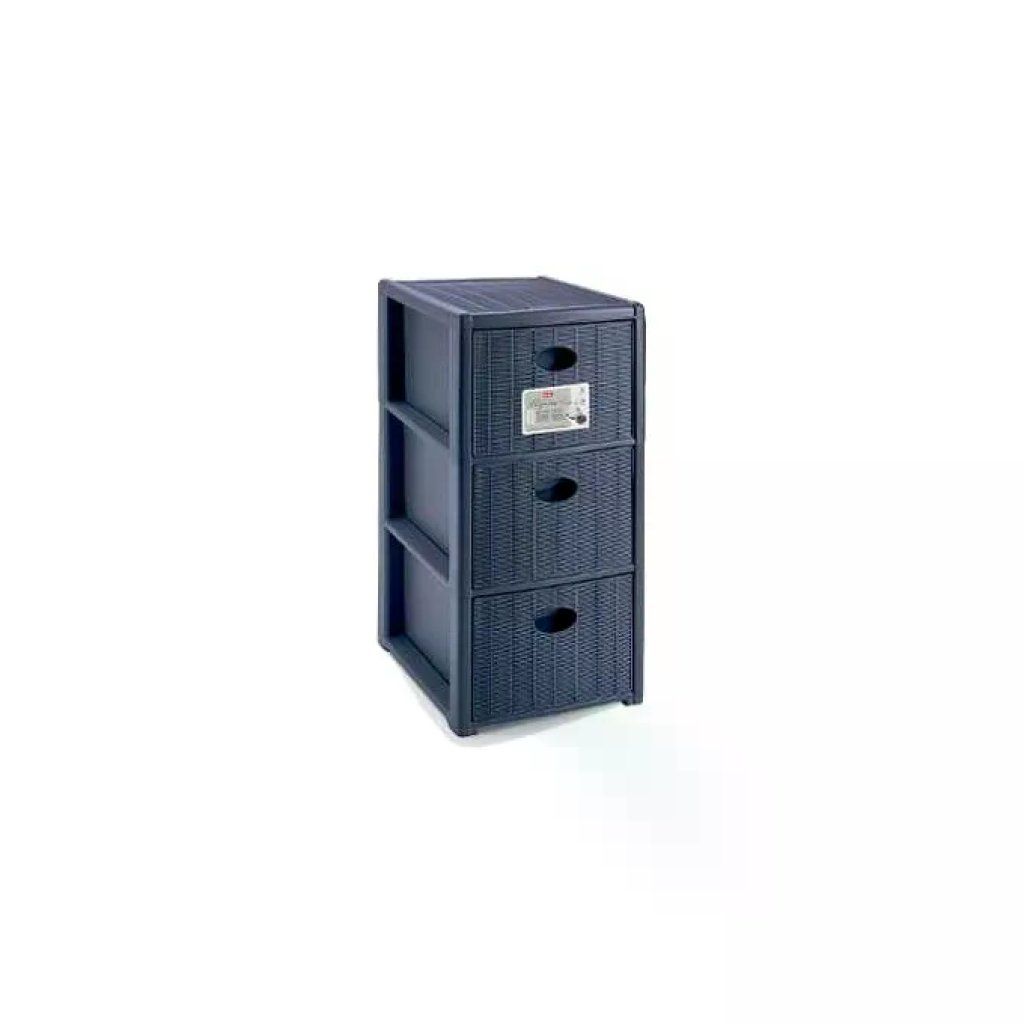Stefanplast Elegance Slim cassettiera a 3 cassetti con ruote, blu navy