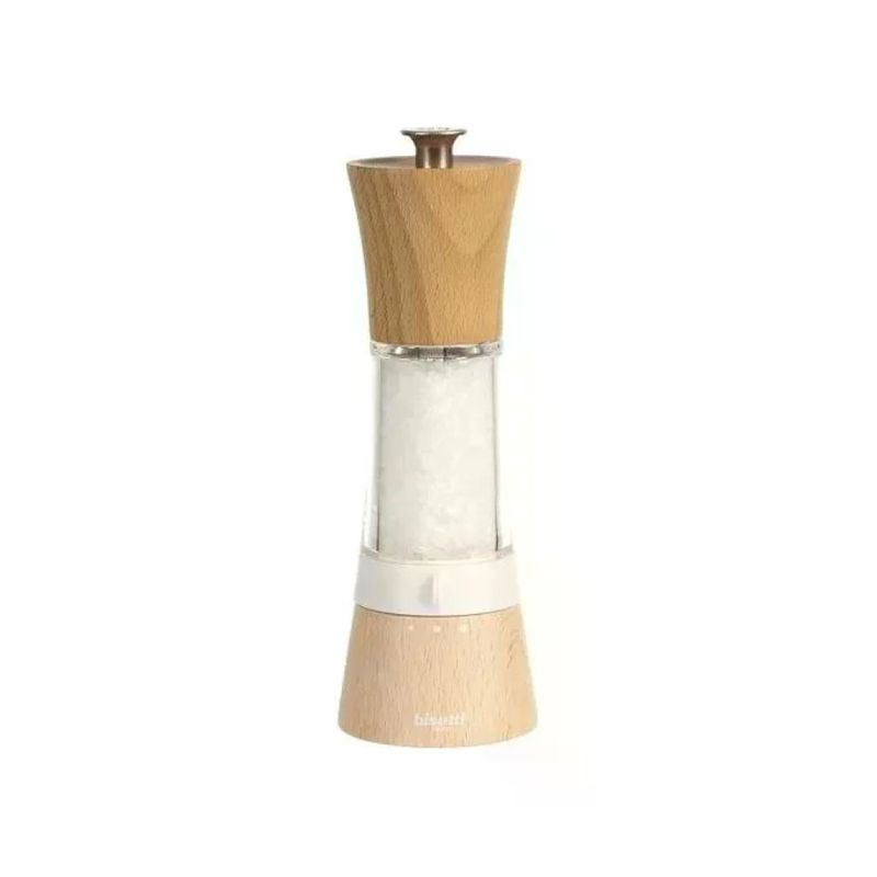 Bisetti Macinasale in Legno e Acrilico Marrone Chiaro, 18 cm