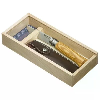 Opinel N.8 Virobloc Coltello Tascabile in Ulivo con Fodero