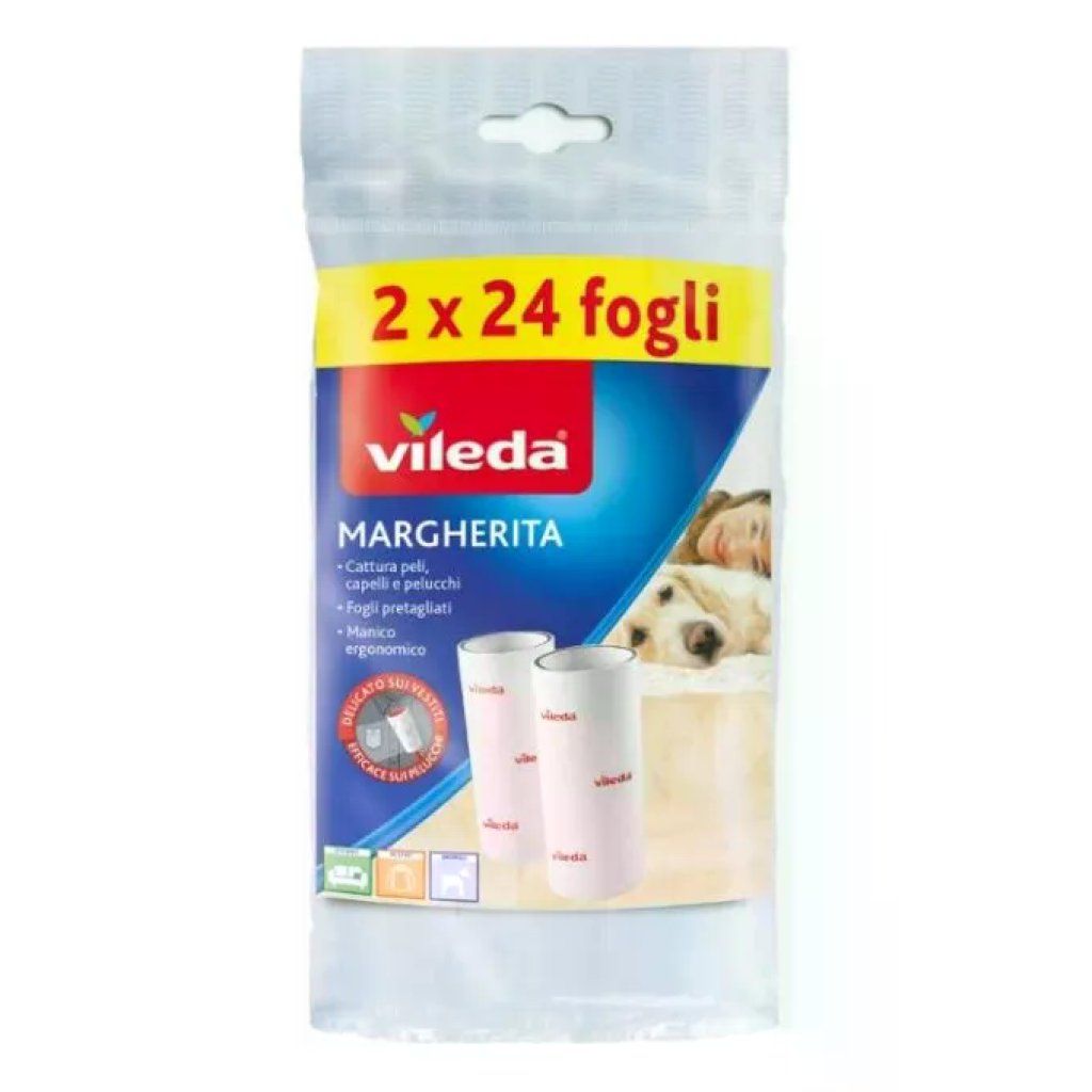 Vileda Margherita Ricambi Adesivi per Peli Animali, 2 Rotoli da 48 Fogli