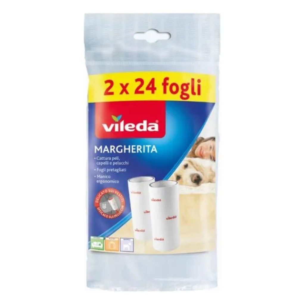 Vileda Margherita Ricambi Adesivi per Peli Animali, 2 Rotoli da 24 Fogli