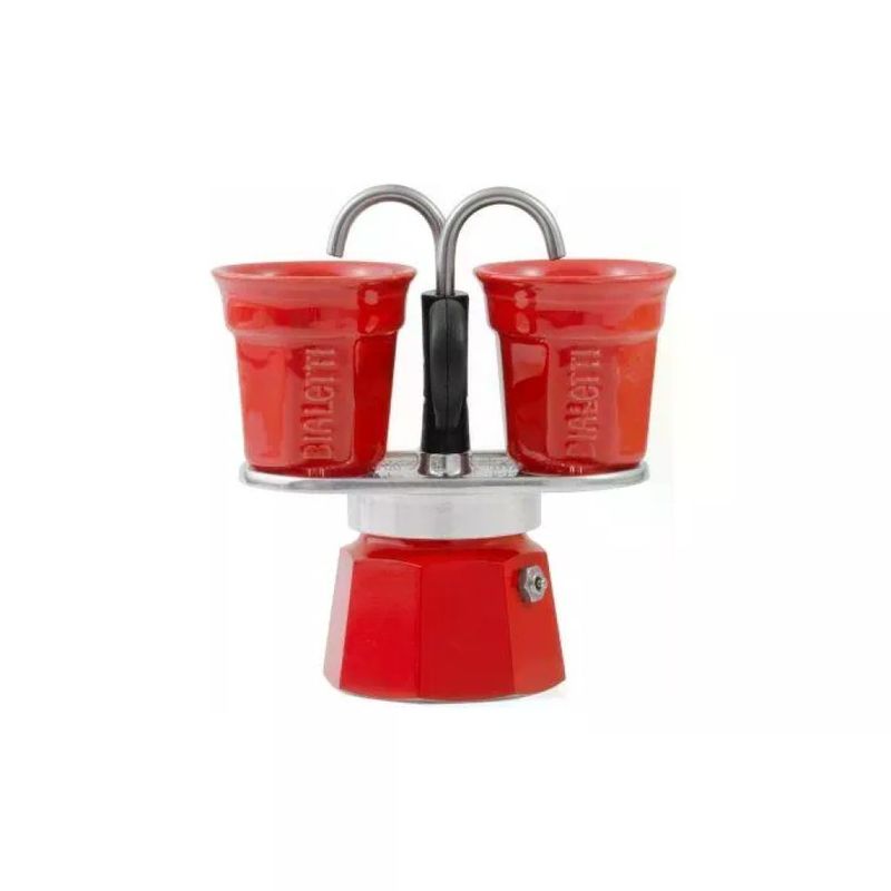 Bialetti Mini Express Rossa – Caffettiera Moka 2 Tazze con Tazzine
