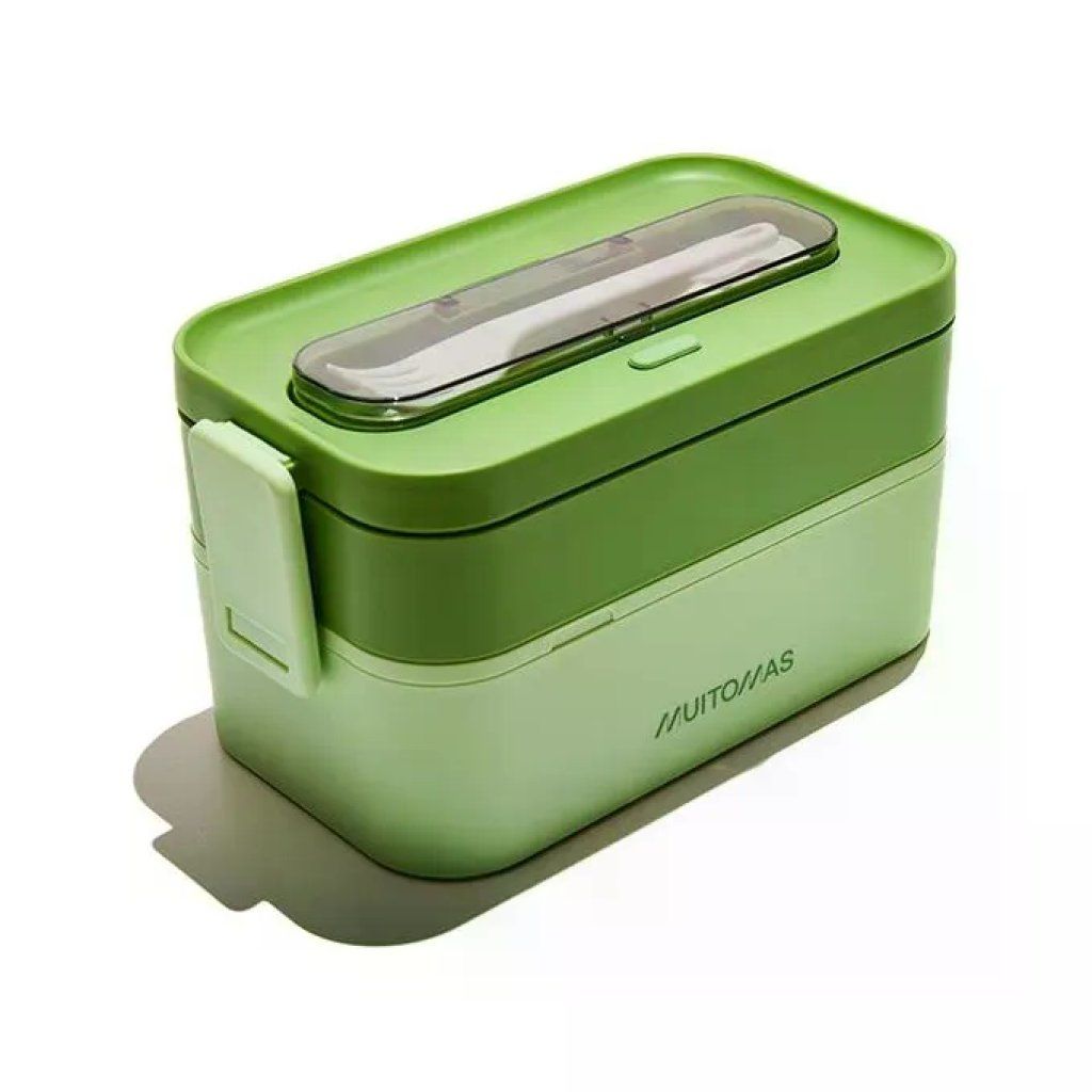 Muitomas Lunch Box 1700 ml Verde Salvia con 2 Contenitori e Posate