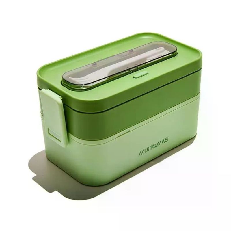 Muitomas Lunch Box 1700 ml Verde Salvia con 2 Contenitori e Posate