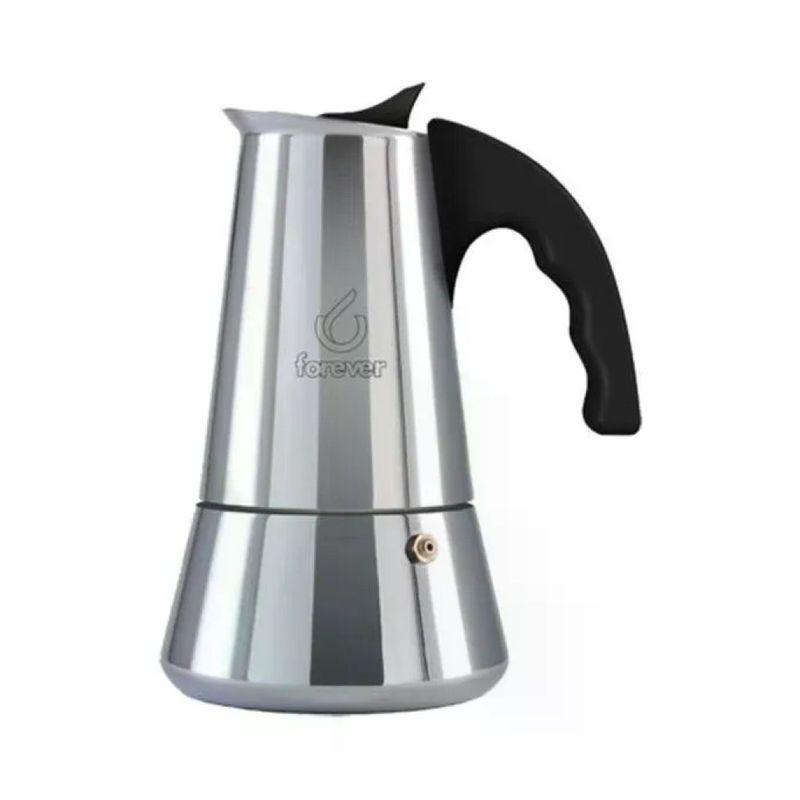 FOREVER Miss Conny 121302 Caffettiera Moka 10 Tazze, Acciaio Inox, Induzione, Nera