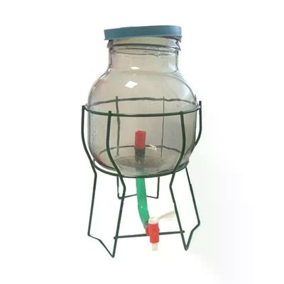 YEPPON Acetiera in Vetro da 5 L con Rubinetto, Supporto e Tappo