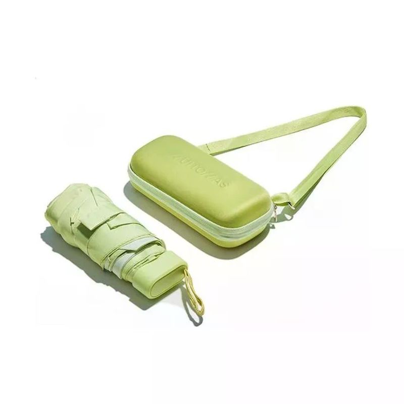 Muitomas Ombrello Pieghevole Antivento con Custodia Rigida, Tracolla e Manico Soft-Touch – Verde Salvia