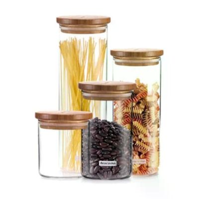 Tescoma Fiesta Barattolo in Vetro Borosilicato con Coperchio in Bamboo, 1800 ml