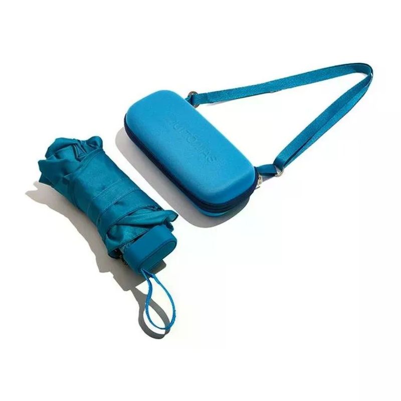Muitomas Ombrello Pieghevole Antivento Blu Ottanio con Custodia Rigida e Tracolla