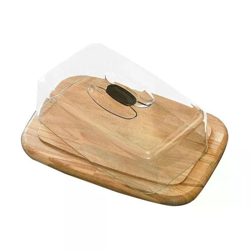 Checco 69220 Contenitore per Formaggio in Faggio con Coperchio Trasparente