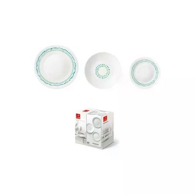 Bormioli Rocco Mediterraneo – Servizio Piatti 18 Pezzi per 6 Persone, Vetro Opalino Bianco