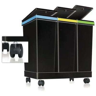 Smarty Ecobin pattumiera differenziata a 3 contenitori con ruote, 63 L, nera Smarty Ecobin pattumiera differenziata a 3 contenitori con ruote, 63 L, nera