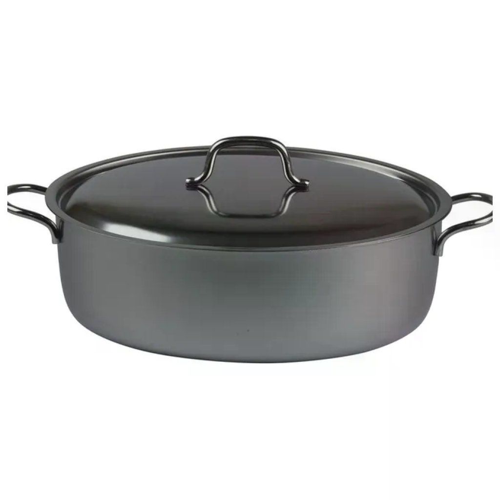 Montini Guerino MN18 Casseruola Ovale in Acciaio Inox 32 cm con Coperchio