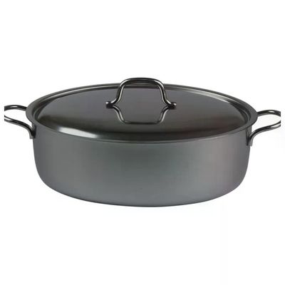 Montini Guerino MN18 Casseruola Ovale in Acciaio Inox 32 cm con Coperchio