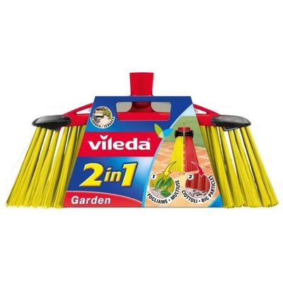 Vileda Garden 2in1 – Scopa per esterni con manico da 140 cm