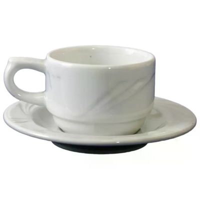 Lubiana Arcadia Set 6 Tazzine da Caffè con Piattino, Porcellana Bianca Lubiana Arcadia Set 6 Tazzine da Caffè con Piattino, Porcellana Bianca