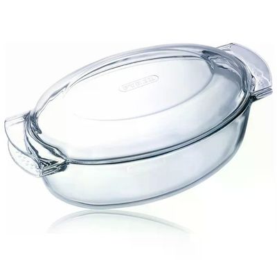 Pyrex Classic casseruola ovale in vetro borosilicato, 4,5 L, con coperchio