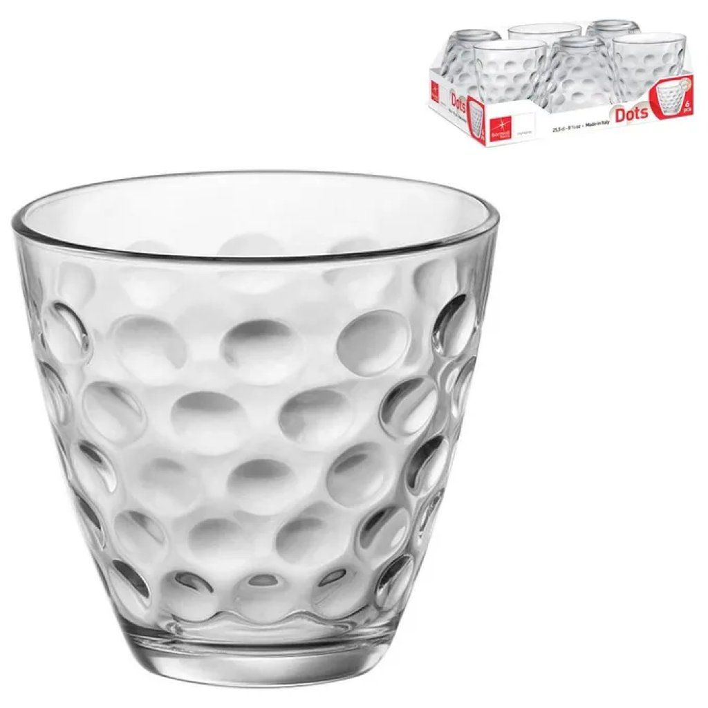 Bormioli Rocco Dots – Set di 6 bicchieri da acqua da 250 ml Bormioli Rocco Dots – Set di 6 bicchieri da acqua da 250 ml
