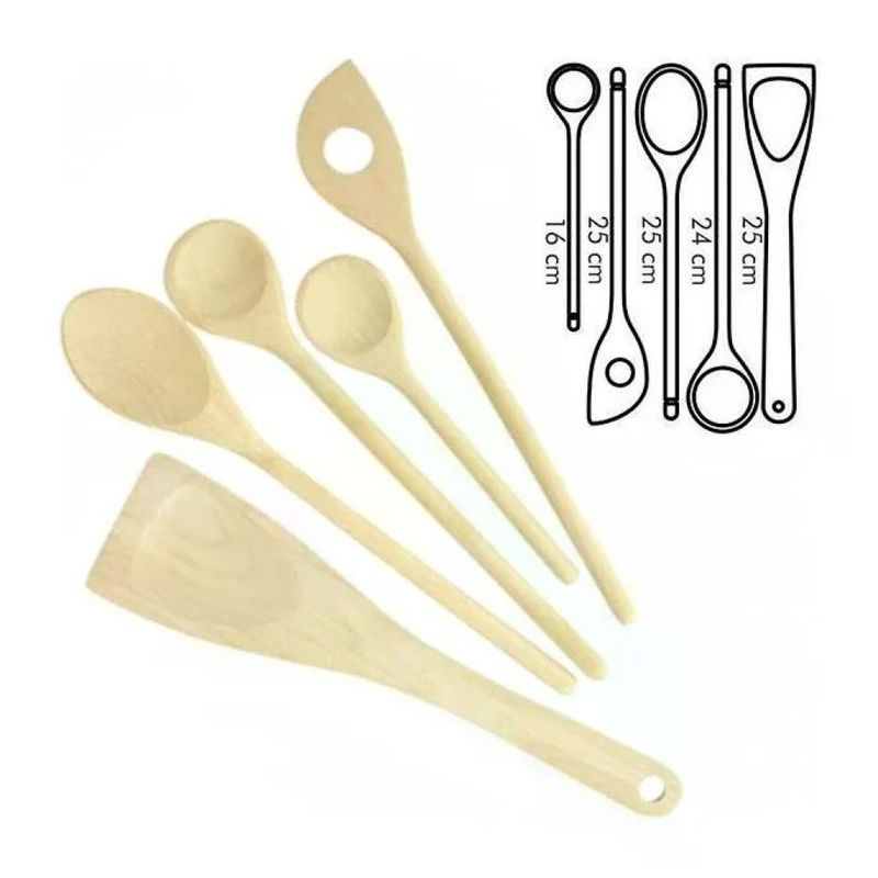 Tescoma Woody Set 5 Utensili da Cucina in Legno di Faggio