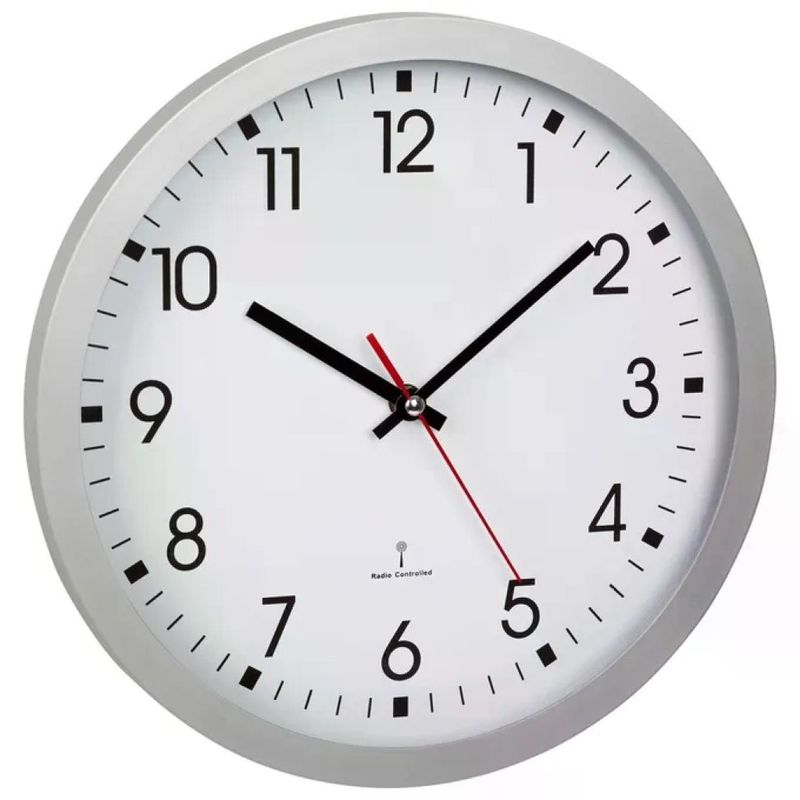 TFA-DOSTMANN TFA 60.3522.02 Orologio da Parete Radiocontrollato Argento, 30 cm