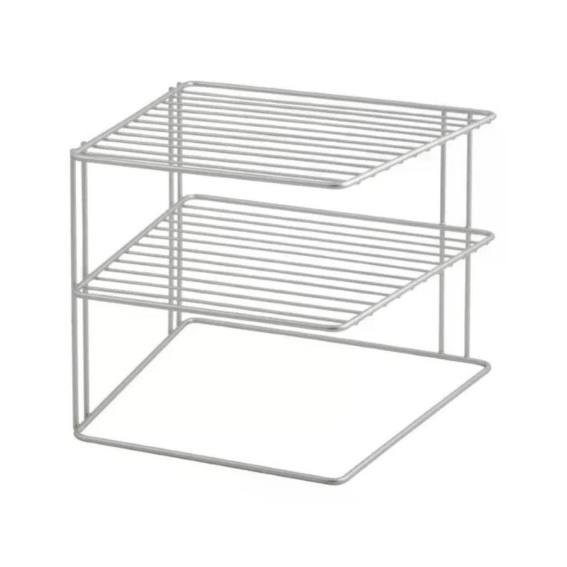Metaltex Palio 364002 Mensola Angolare a 2 Piani, Polytherm Silver, 25 × 25 × 19 cm