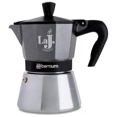 Aeternum LaJ Espresso Induction Caffettiera 3 Tazze, Alluminio e Acciaio Inox, Grigio e Nero Aeternum LaJ Espresso Induction Caffettiera 3 Tazze, Alluminio e Acciaio Inox, Grigio e Nero