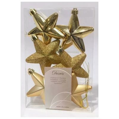 AMICASA Set 6 Stelle Oro Infrangibili per Albero di Natale – 7,5 cm AMICASA Set 6 Stelle Oro Infrangibili per Albero di Natale – 7,5 cm