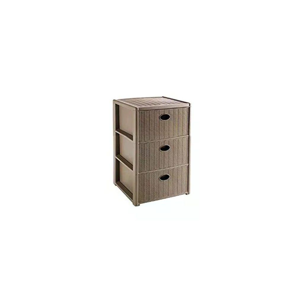 Stefanplast Elegance – Cassettiera 3 cassetti effetto rattan tortora