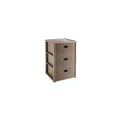 Stefanplast Elegance – Cassettiera 3 cassetti effetto rattan tortora