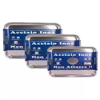 STEELPAN Steel Pan teglia rettangolare antiaderente in acciaio inox 30 x 22 x 3 cm