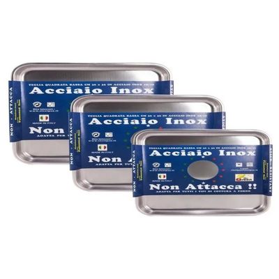 STEELPAN Steel Pan Teglia Rettangolare in Acciaio Inox 30 × 22 × 3 cm
