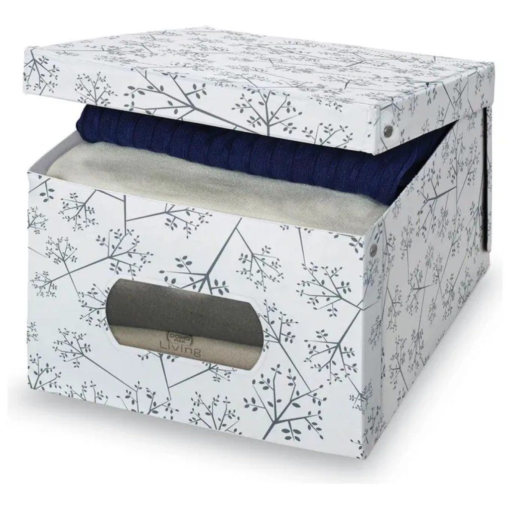 Domopak Living Bon Ton – Scatola guardaroba impilabile con oblò, 39 × 50 × 24 cm