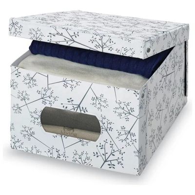 Domopak Living Bon Ton – Scatola guardaroba impilabile con oblò, 39 × 50 × 24 cm