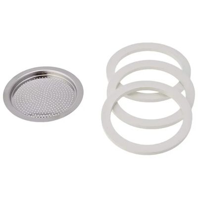 Bialetti Set Ricambio per Moka con 3 Guarnizioni e Filtro in Acciaio Inox