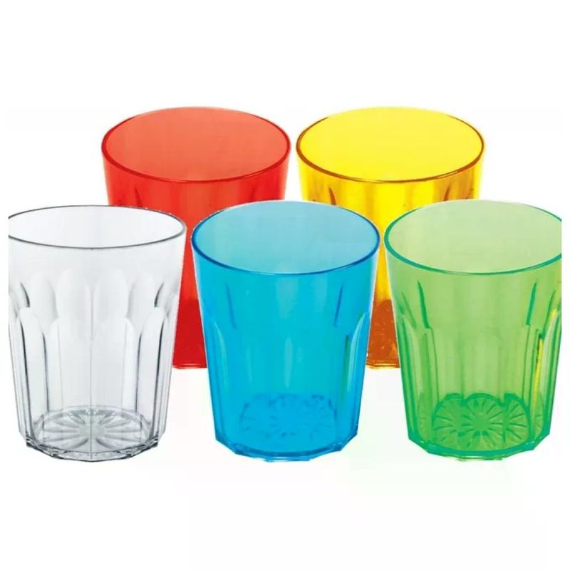 COSMOPLAST Bicchiere Costolato in Plastica 300 ml – Colori Assortiti