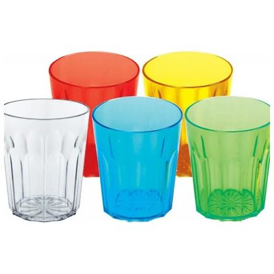 COSMOPLAST Bicchiere Costolato in Plastica 300 ml, Colori Assortiti