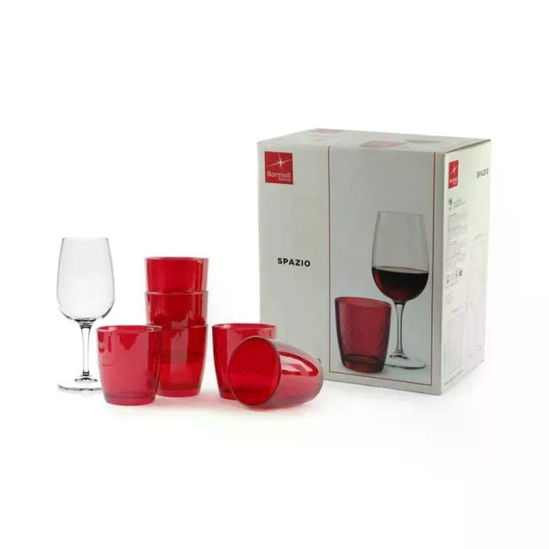 Bormioli Rocco Spazio Set 12 Bicchieri e Calici Rossi