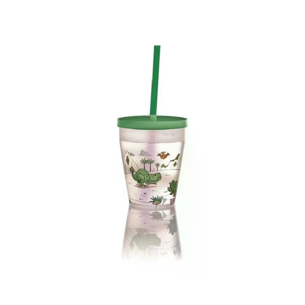 SNIPS Bicchiere Dinosauro 385 ml con Coperchio e Cannuccia SNIPS Bicchiere Dinosauro 385 ml con Coperchio e Cannuccia