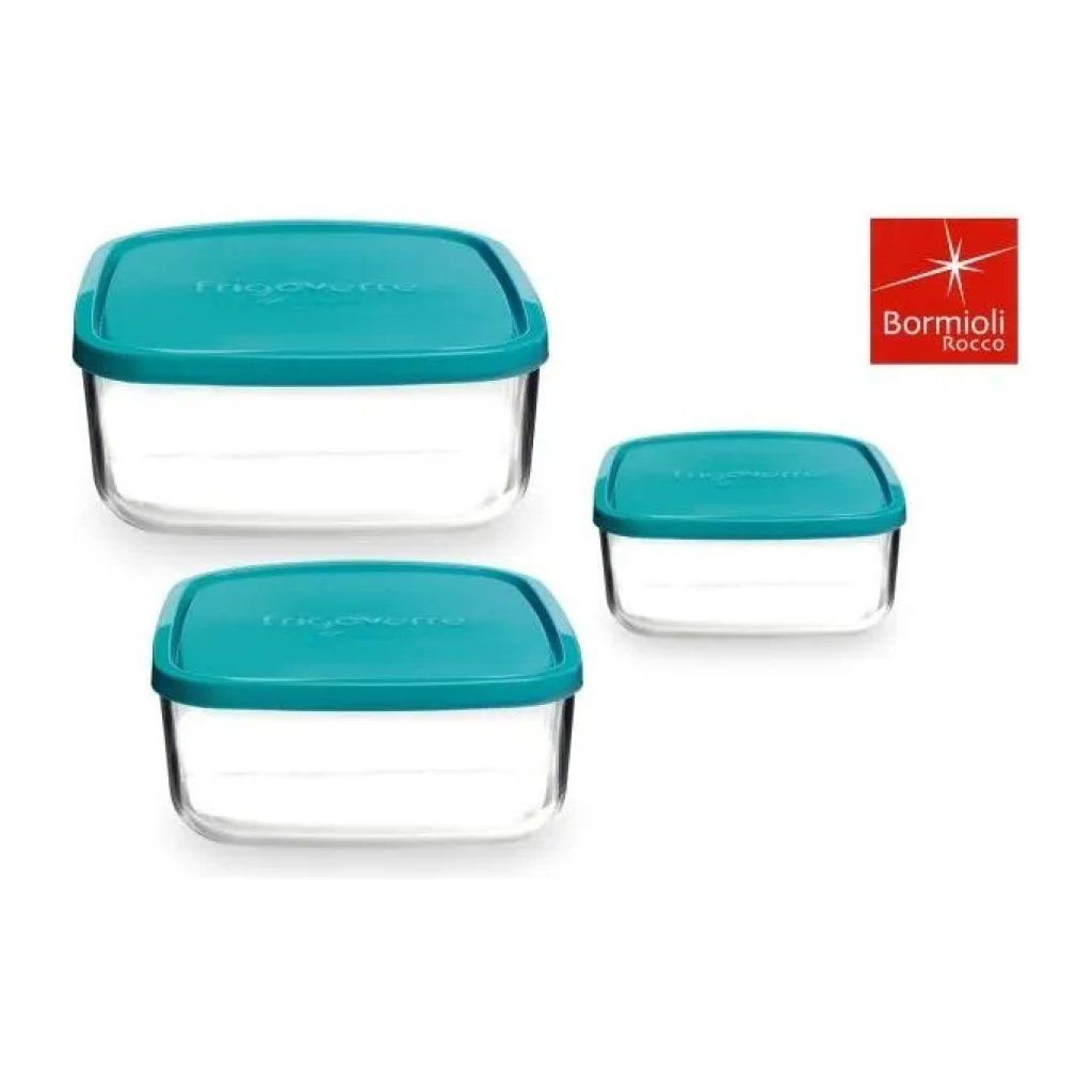 Bormioli Rocco Frigoverre Basic Contenitore Quadrato 19 × 19 cm con Coperchio