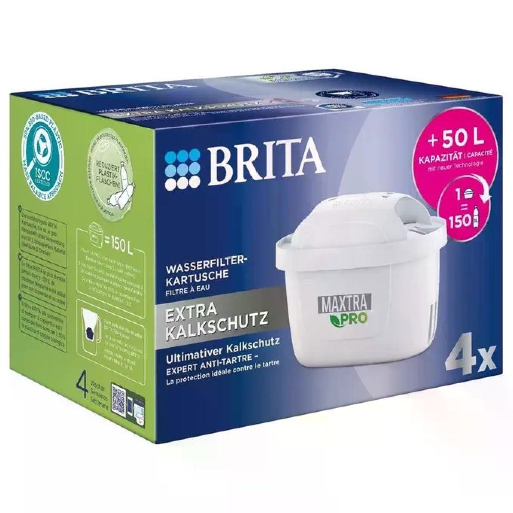 BRITA MAXTRA PRO Cartucce Filtro Acqua Anticalcare – 4 Pezzi, 150 L